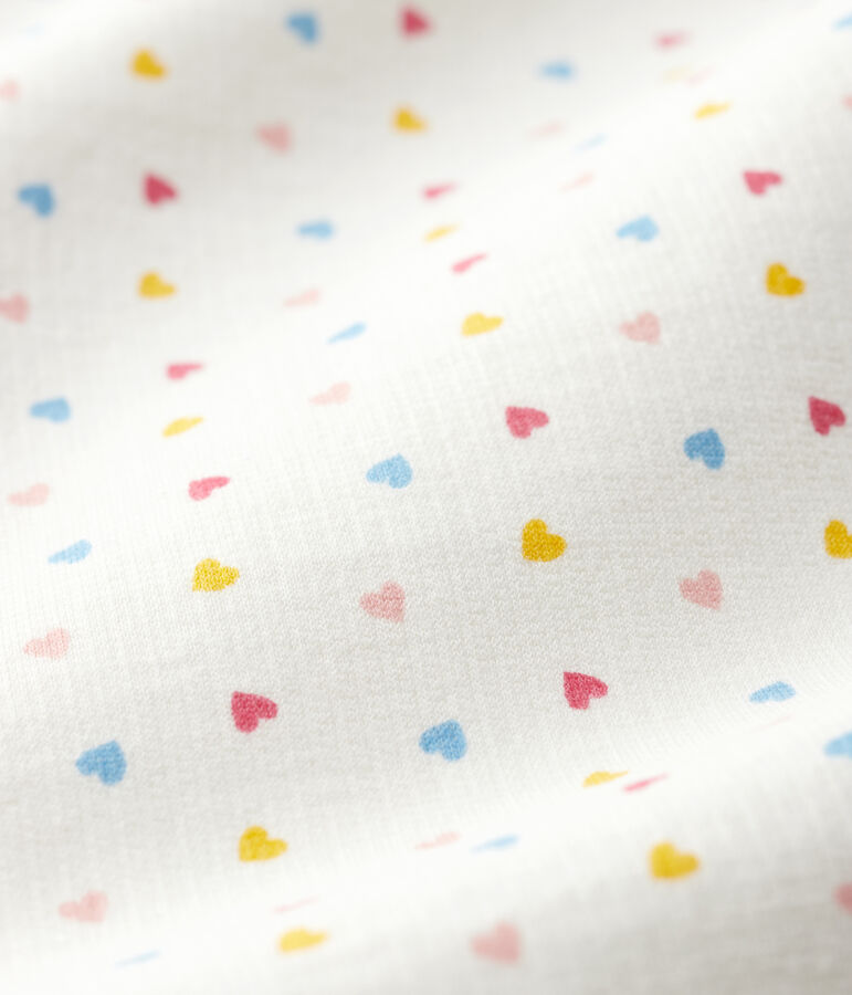 Tutina pigiama beb&egrave; in molleton di cotone biologico bianco/giallo/multicolore